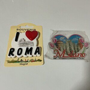 ROME & MILAN, ITALY Fridge Magnets SOUVENIRS/Lot of 2/NEW
